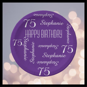 Paper Plates, 75th Birthday Party Repeating Names Plate