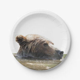 Paper Plates 7" w/ grizzly bear