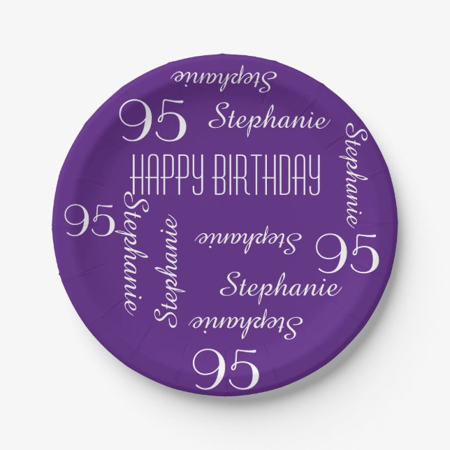 Paper Plates, 95th Birthday Party Repeating Names Paper Plate (Front)