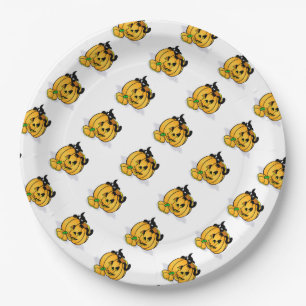 Paper Plates 9"/Black Cat and Pumpkin