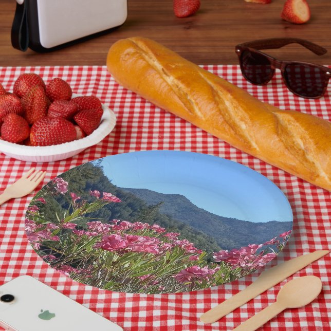 Paper Plates and Bowls Mt Tamalpais Pink Flowers (Picnic)