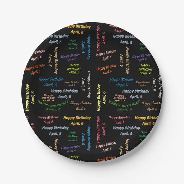 Paper Plates April, 6 Birthday (Front)
