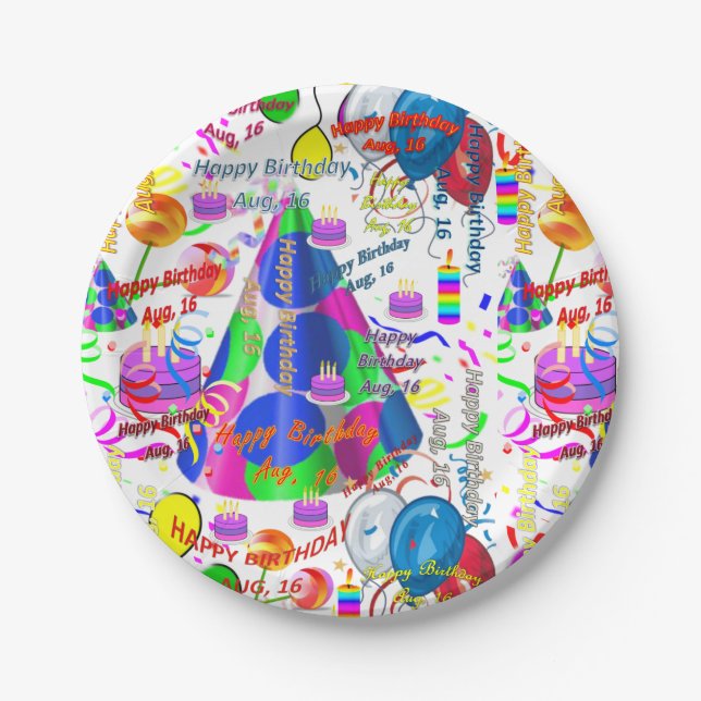 Paper Plates August, 16 Birthday (Front)