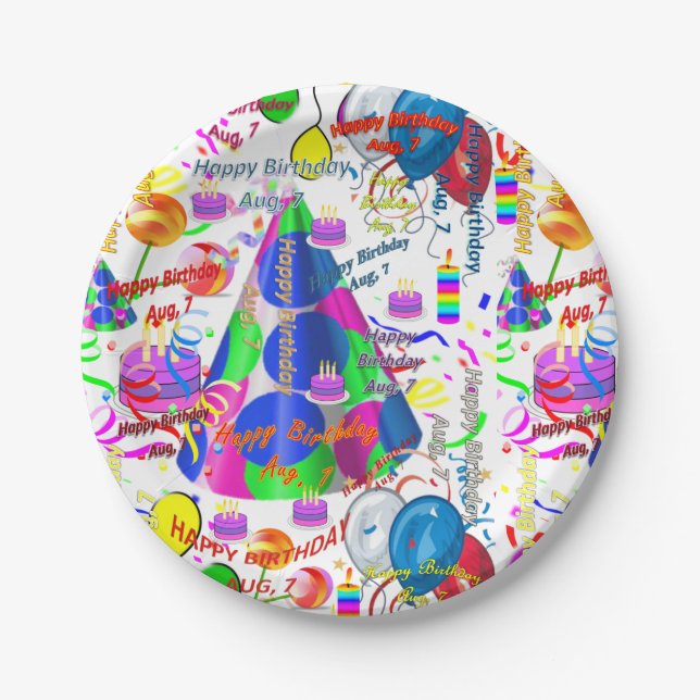 Paper Plates August, 7 Birthday (Front)