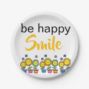 Paper Plates, Be Happy Smile Sunflowers Floral Plate