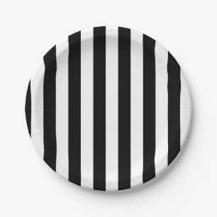 Paper Plates, Black & White Stripe Plate