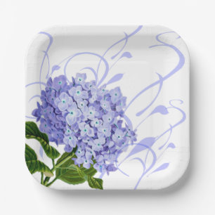 Paper Plates-Blue Hydrangea Paper Plate