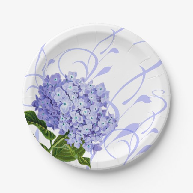 Paper Plates-Blue Hydrangea Plate (Front)