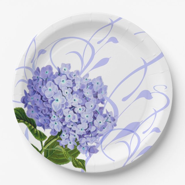 Paper Plates-Blue Hydrangea Plate (Front)