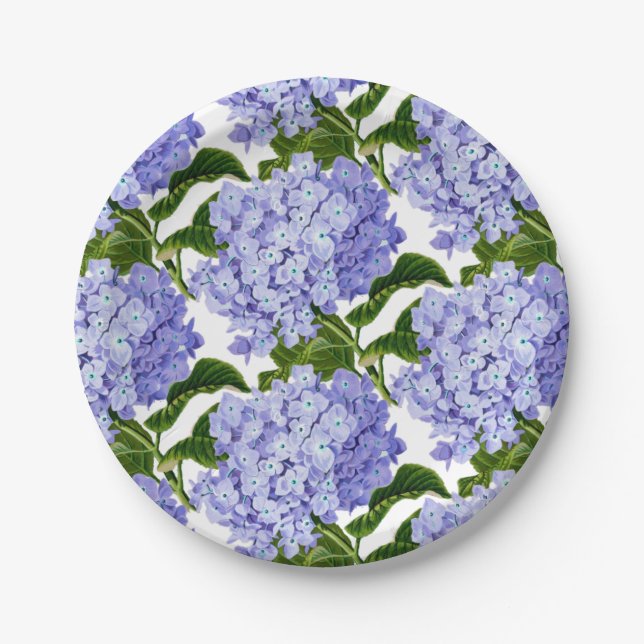 Paper Plates-Blue Hydrangeas Plate (Front)