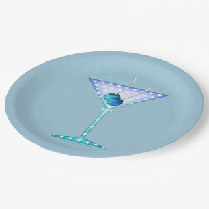 PAPER PLATES, BLUE MARTINI DESIGN PLATE