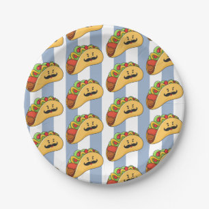 Paper Plates, Blue & White Stripe Tacos Plate