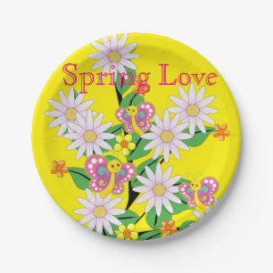 Paper Plates, Butterfly Floral Yellow Spring Love Plate