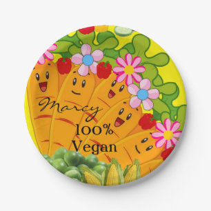 Paper Plates, Carrots Peas 100% Vegan Paper Plate