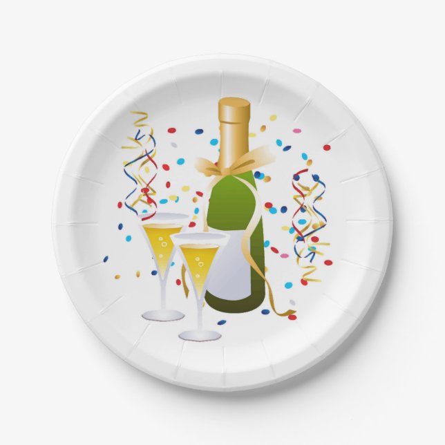 Paper Plates/Champagne and Glasses Paper Plate (Front)