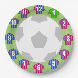 Paper Plates - Claret & Blue Striped Sport Shirts