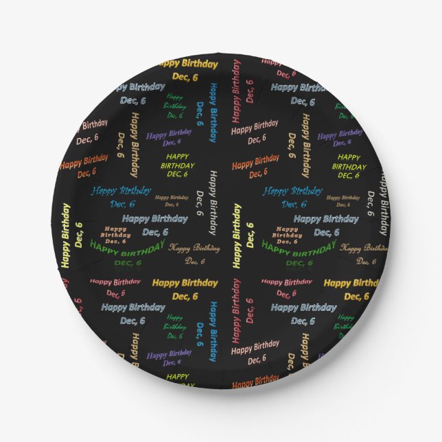Paper Plates December, 6 Birthday (Front)