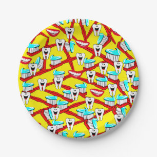 Paper Plates, Dentist Toothbrush Toothpaste Teeth Plate