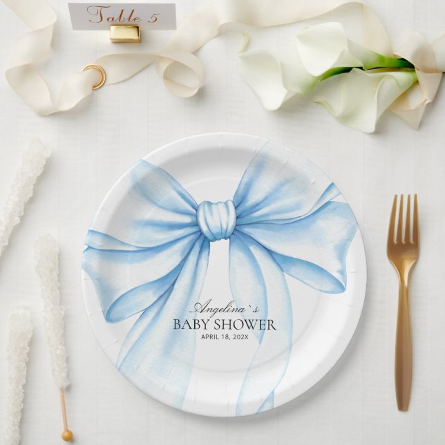  Paper Plates for baby shower with adorable bow. (Wedding)