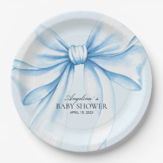  Paper Plates for baby shower with adorable bow.