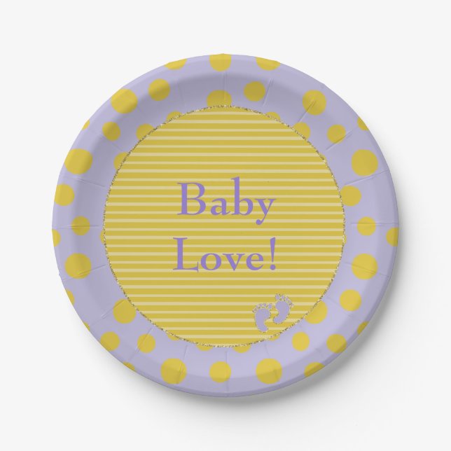 Paper Plates "Gold Glittery Baby Feet" (Front)
