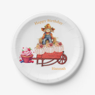 Paper Plates, Halloween Birthday Scarecrow Pumpkin Plate