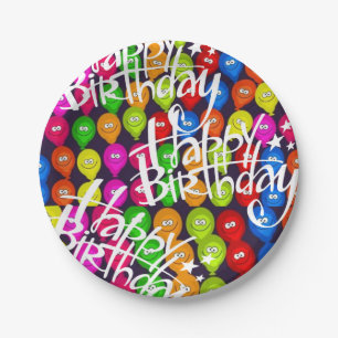 Paper Plates, Happy Birthday Balloons Plate