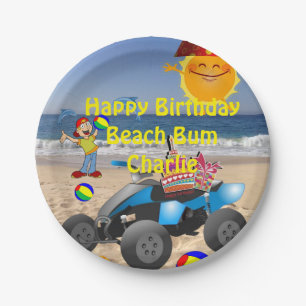 Paper Plates, Happy Birthday Beach Bum Boy Plate