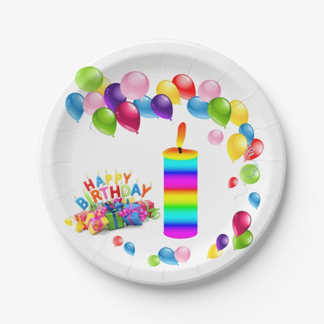 Paper Plates, Happy Birthday Candle Plate (Front)