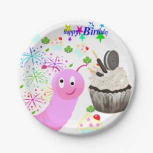 Paper Plates, Happy Birthday Chocolate Cupcake Paper Plate