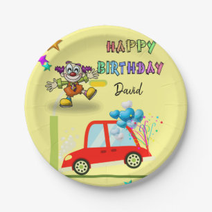 Paper Plates, Happy Birthday Clown Car Plate