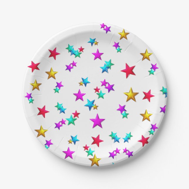 Paper Plates, Happy Birthday Colourful Stars Plate (Front)