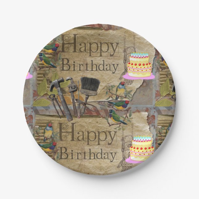 Paper Plates, Happy Birthday Construction Tools Plate (Front)