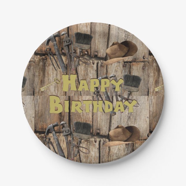 Paper Plates, Happy Birthday Country Tools Plate (Front)