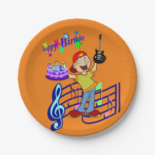 Paper Plates, Happy Birthday Guitar Rock Music Plate