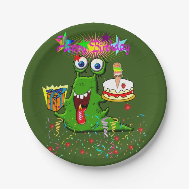 Paper Plates, Happy Birthday Monster Plate (Front)