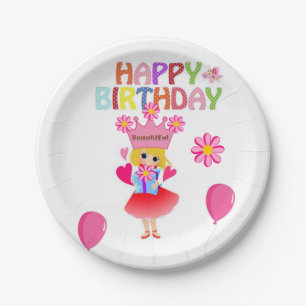 Paper Plates, Happy Birthday Pink Princess Plate