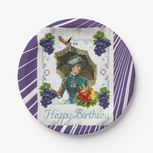 Paper Plates, Happy Birthday Victorian Stripe Plate