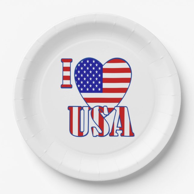 Paper Plates/I Heart USA Plate (Front)