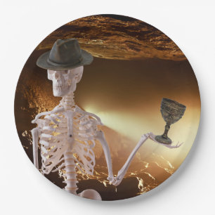 Paper Plates, "Indy" Bones Halloween Skeleton Plate