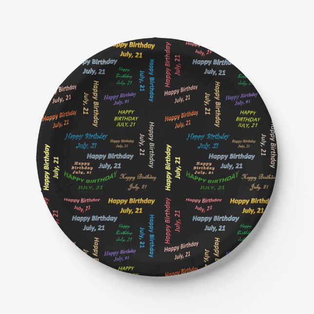Paper Plates July, 21 Birthday (Front)