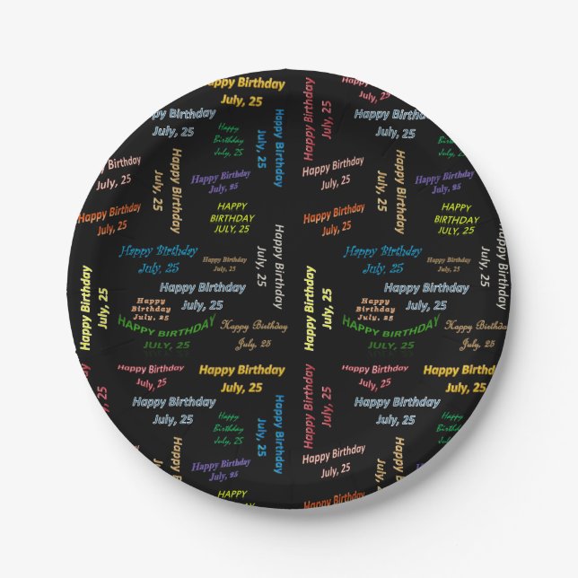 Paper Plates July, 25 Birthday (Front)