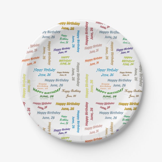 Paper Plates June, 26 Birthday (Front)