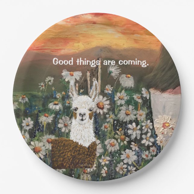 Paper Plates Llama in the daisies (Front)
