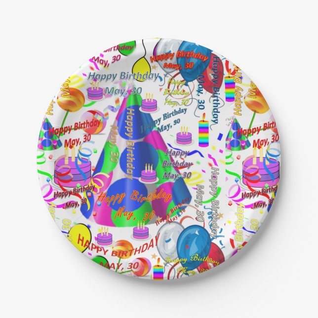 Paper Plates May, 30 Birthday (Front)