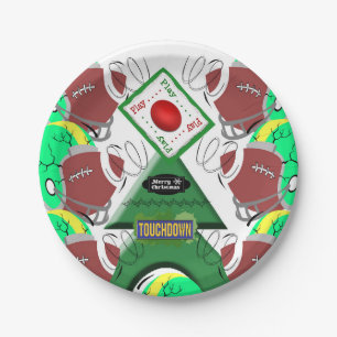 Paper Plates, Merry Christmas Football  Plate