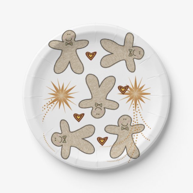 Paper Plates, Merry Christmas Gingerbread Man Plate (Front)