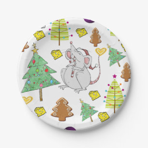  Paper Plates, Merry Christmas Mouse Cheese Plate