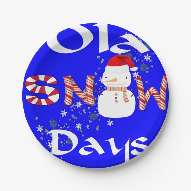 Paper Plates, Merry Christmas Snowman Snow days  Paper Plate (Front)