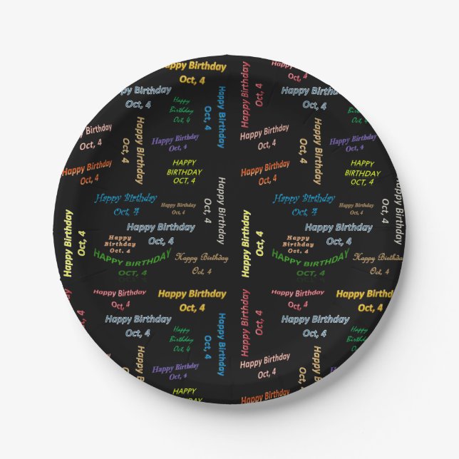 Paper Plates October, 4 Birthday (Front)